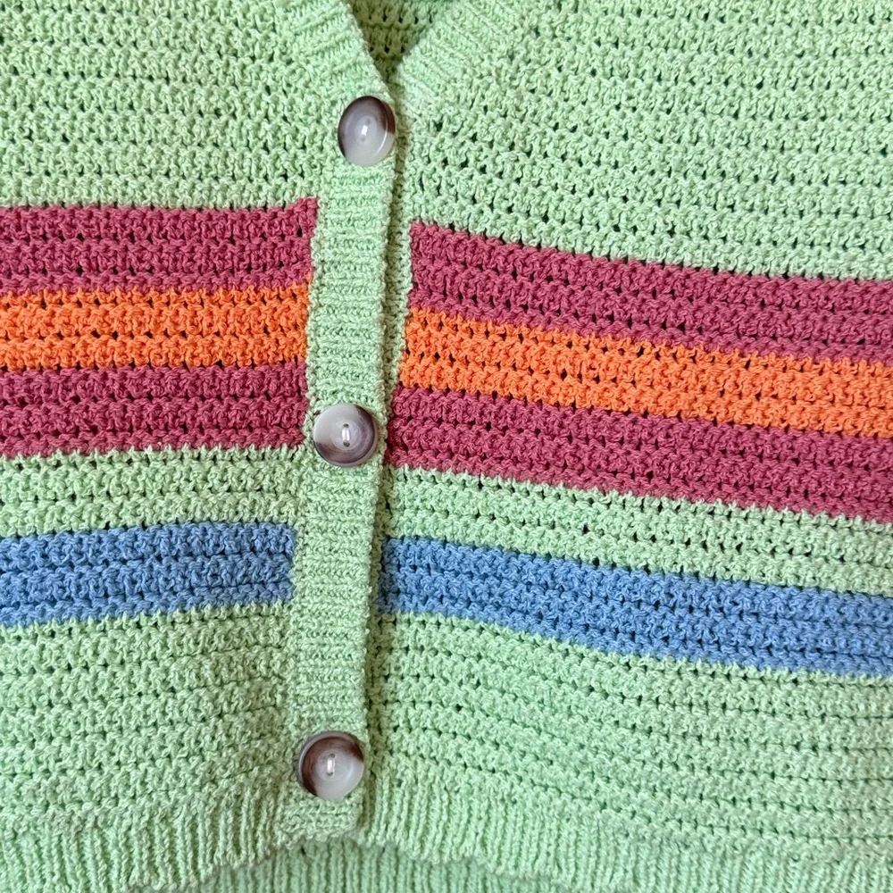 BDG UO Green, Pink, Orange & Blue Striped Knit Vest, NWT Sz XL - Picture 2 of 7